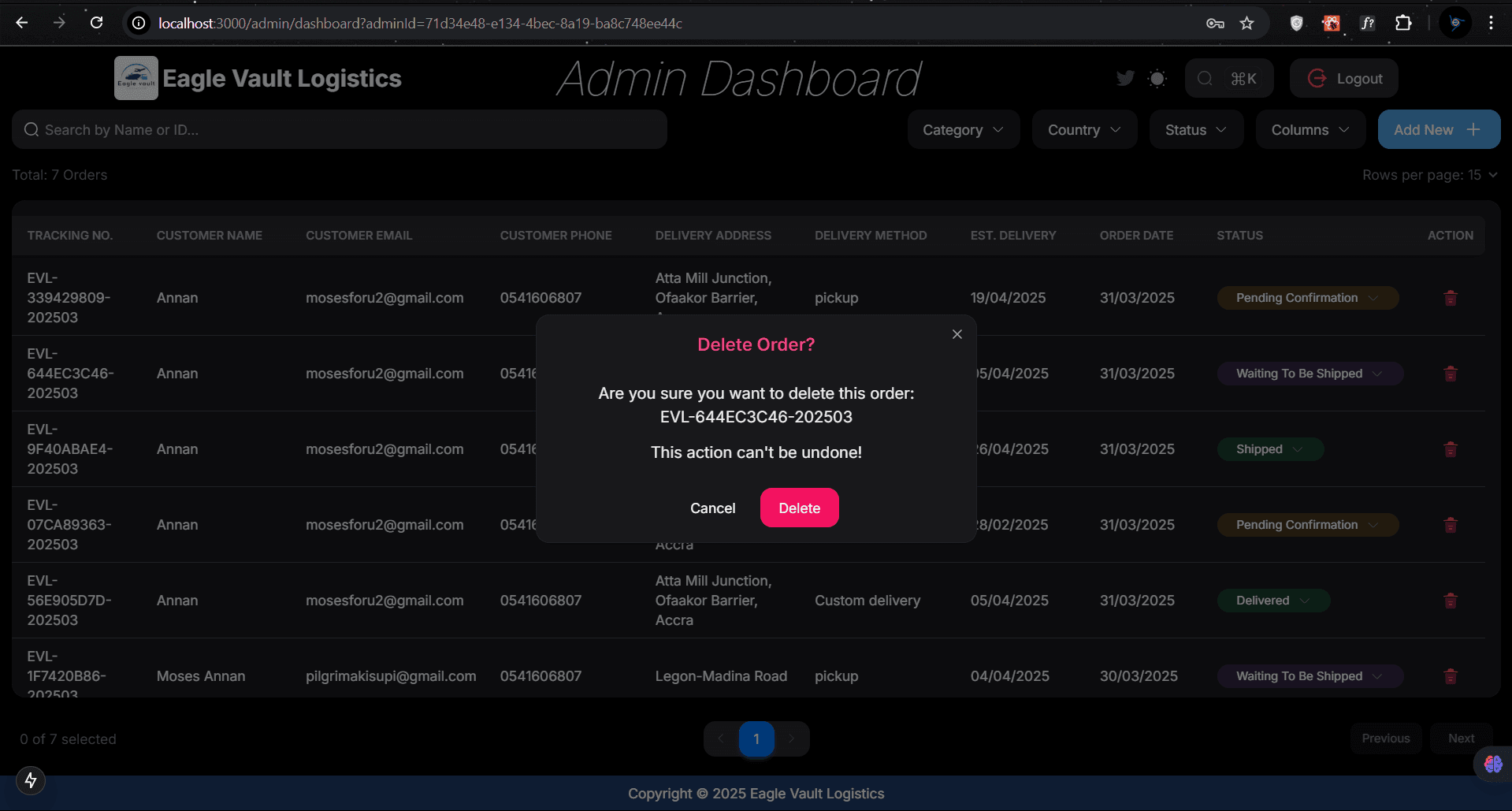Logistics Management System